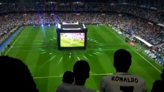 Santiago Bernabeu fans celebrating Sergio Ramos golden goal vs Atletico Madrid [upl. by Robins]