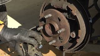 2002 Toyota Corolla Rear Brake Shoe Replacing [upl. by Nirrad]