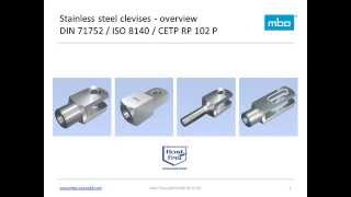 mbo Osswald  clevises clevis joints stainless steel DIN 71752 ISO 8140 CETOP RP 102P [upl. by Lerad]