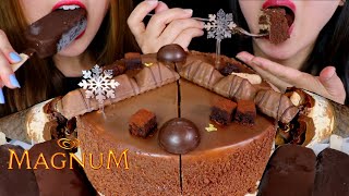 ASMR CHOCOLATE CAKE  MAGNUM ICE CREAM BARS  BROWNIE ICE CREAM CONES 초콜릿 케이크 먹방  KimampLiz ASMR [upl. by Enamart]