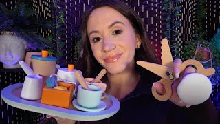 ASMR  Complete Wooden Makeover haircut makeup manicure layered sounds [upl. by Kinch]