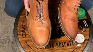 Cleaning and adding temporary burnish on a pair of shoes [upl. by Etteroma]