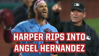 Bryce Harper GOES OFF on Angel Hernandez after bad call a breakdown [upl. by Airb831]