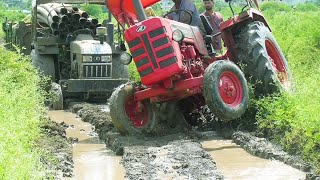 Eicher 485 Tractor Stuck in with Loaded Trolley Pulling New Holland 3630 and Mahindra 275 Di XP plus [upl. by Ihc378]