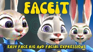 FACEIT Blender Tutorial  Judy Hopps Zootopia Facial Expressions and Face Animation  Facial Rig [upl. by Acnayb]