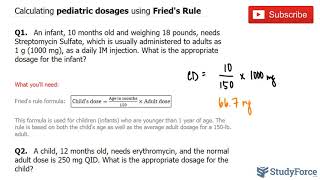 Calculating pediatric dosages using Frieds rule [upl. by Cassella444]