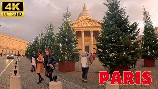 Paris France Christmas Evening walk in the Latin Quarter  4K Walking Tour [upl. by Sura765]