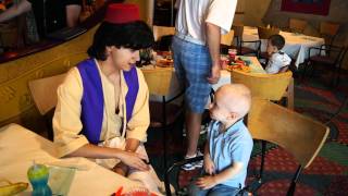 Jaden Meets Aladdin at Goofys Kitchen in Disneyland Hotel [upl. by Aniger]