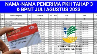 NAMA NAMA PENERIMA PKH DAN BPNT JULI SEPTEMBER 2023  pkh tahap 3 2023 kapan cair [upl. by Leuname108]