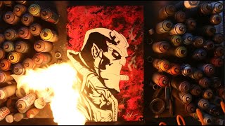 HellBoy  SPRAY PAINT ART by Skech  GLOW IN THE DARK [upl. by Ozneral]