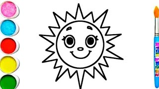 Smiling sun colouring for kids  colour for competition [upl. by Yelsnik]