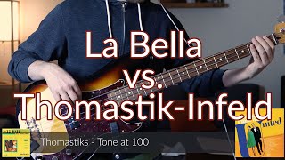 Flatwound Bass String Comparison  La Bella vs ThomastikInfeld [upl. by Cynde]