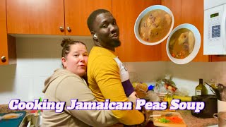 COOKING JAMAICAN PEAS SOUP WITH BEEF FOR THE FIRST TIME TOGETHER must watch [upl. by Cowie]