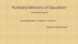 Secondary Math  Chapter 2  Lesson 1 [upl. by Durno188]