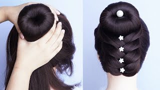 Braid Updo Hairstyle For Wedding Guest  New Bun Hairstyle For Ladies [upl. by Cattima]