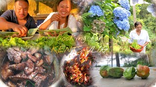 Cooking Pork and organic veggies from my kitchen garden for kents350 pure Naga style [upl. by Adnim]