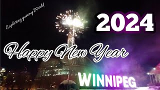 New Year 2024  Winnipeg Canada  The Forks Market  Countdown  Fireworks  Celebration [upl. by Adrianna]