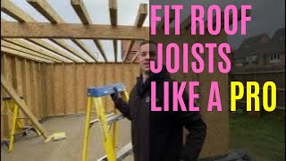 PART 4 FULL GARDEN ROOM BUILD Roof Joists Laddering and OSB How to build and fit [upl. by Laicram]