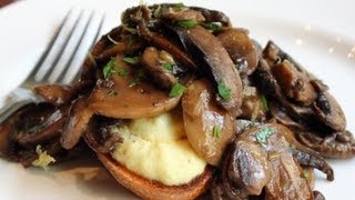 Mushroom Ricotta Bruschetta  Baked Ricotta topped with Mushrooms Appetizer [upl. by Eintroc]