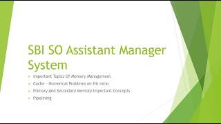 SBI SO Assistant Manager System Preparation  Imp MCQ on Memory Management sbiso operatingsystem [upl. by Rutra]