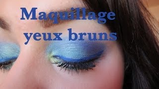 MAQUILLAGE BLEU ET VERT POUR LES YEUX BRUNS [upl. by Leasi]