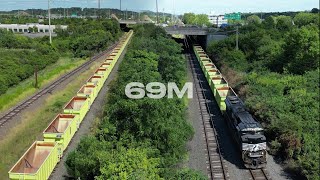 NS 69M on the Morrisville Line with empty Amtrak Ballast cars [upl. by Lucilla]