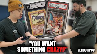 Trading for Charizard Grails  Pokémon Vendor POV Premier Gym Show [upl. by Ignazio]