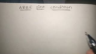 ABBE sine condition in Telugu part12 [upl. by Dolorita]