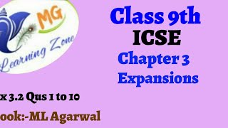 Class 9th ICSE Math Ch 3 Expansions Ex 32 Qus 1 to 10 [upl. by Naedan]