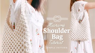 DIY Macrame Shoulder Bag Tutorial  Easy and Simple Pattern Tutorial [upl. by Ryun829]