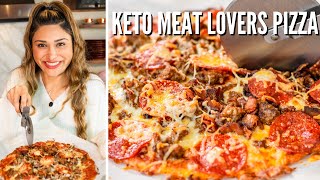 ZERO CARB CRUST PIZZA How to Make Keto Meat Lovers Pizza Recipe [upl. by Burkle]