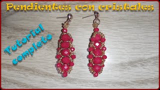 Pendientes con Cristales y Mostacillas  Tutorial completo [upl. by Andrade]