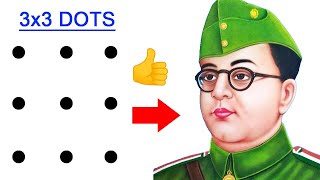 Turn 9 dots into Netaji Subhash Chandra Bose drawing easy outline  Independence day special drawing [upl. by Nohs]