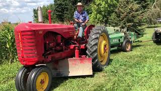 Massey Harris 44 with Oliver 520 Baler [upl. by Purdum]