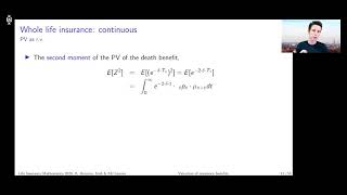 Whole life insurance  continuous time 2nd moment and probabilities [upl. by Annad]