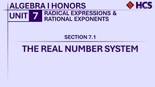 Algebra I Honors  Section 71 The Real Number System [upl. by Ralina]