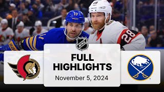 NHL Highlights  Senators vs Sabres  November 05 2024 [upl. by Ker424]