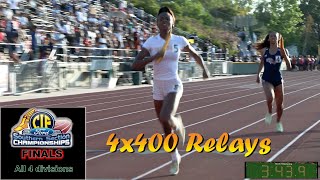 2022 TF  CIFss FINALS  4x400 Relays Girls all 4 divisions [upl. by Odranar275]