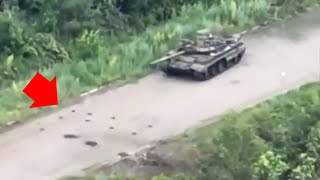 Russian T62M Tank Runs Over Very Clear Anti Tank Mine Line [upl. by Maegan]