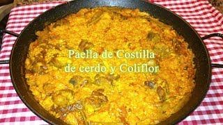 Receta de paella de costilla de cerdo y coliflor [upl. by Nameloc]