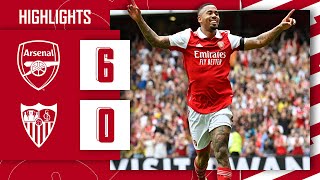 HIGHLIGHTS  Arsenal vs Sevilla 60  Gabriel Jesus scores a hattrick on Emirates Stadium debut [upl. by Anirbaz]