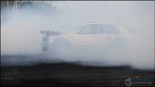 0TYRES V8 TWIN TURBO KP TOYOTA STARLET BURNOUT CAR Qualifying run at Autofest [upl. by Dexter]