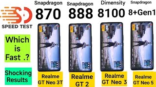 Snapdragon 8Gen1 vs 888 vs 870 vs Dimensity 8100 SpeedTest 🔥🔥🔥 [upl. by Enilekcaj]