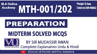 MTH 001MTH 202  Midterm Solved Mcqs [upl. by Notrab]