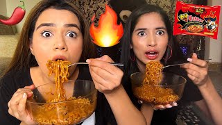 SPICY RAMEN NOODLES CHALLENGE WITH MY SISTER🌶🔥 [upl. by Eecram]