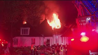 Crews fight early morning house fire in Sandy Springs [upl. by Schroer]