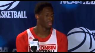 God Shes Beautiful College Basketball Player Nigel Hayes Embarrasing Comment at NCAA Interview [upl. by Burrow682]