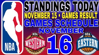 nba standings today November 15 2024  games results  games schedule November 16 2024 [upl. by Ecidnac]