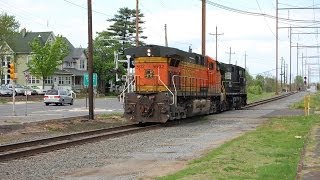 Conrail FC80 with BNSF AC44CW Picks up MI61 Power [upl. by Yrram555]