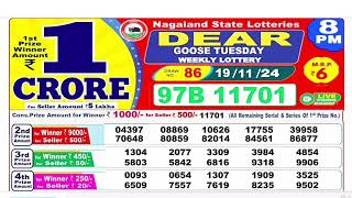 NAGALAND Lottery SAMBAD DEAR EVENING 8PM RESULT TODAY 19112024 STATE DEAR LOTTER [upl. by Sirovaj]